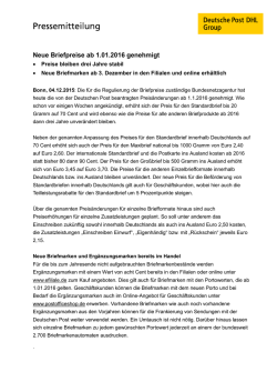 Neue Briefpreise genehmigt