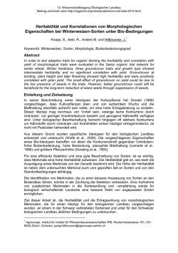 Heritabilit&auml;t und Korrelationen von Morphologischen