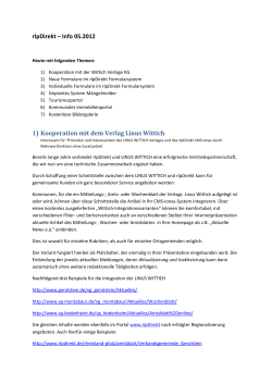 rlpDirekt – Info 05.2012 1) Kooperation mit dem Verlag Linus Wittich