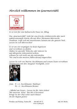 Gourmetstübli Jan 16 - Wirtshus zum Wyberg