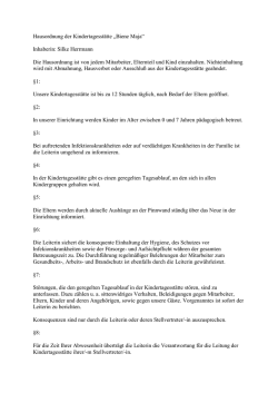 Hausordnung der Kindertagesst&auml;tte &bdquo;Biene Maja&ldquo;