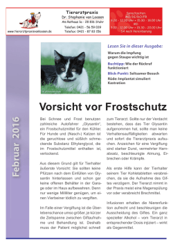 Vorsicht vor Frostschutz - Tierarztpraxis Dr. Stephanie van Loosen