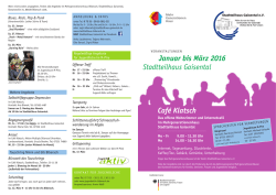 Januar bis M&auml;rz 2016 Caf&eacute; Klatsch Stadtteilhaus Gaisental