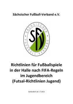 Richtlinien für Fußballspiele in der Halle nach FIFA
