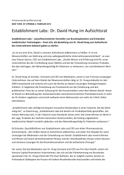 Establishment Labs: Dr. David Hung im Aufsichtsrat