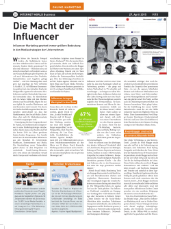 Internet World Business/ &bdquo;Die Macht der Influencer&ldquo;
