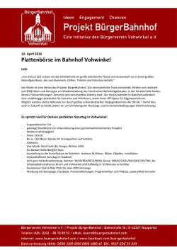 Plattenbörse – INFO - Das Projekt BürgerBahnhof Wuppertal
