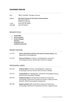 johannes krause - Max-Planck-Institut f&uuml;r Menschheitsgeschichte