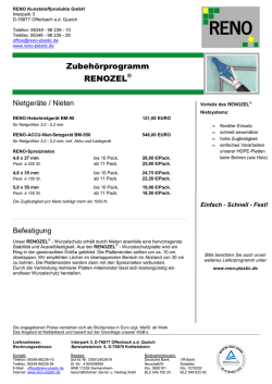 Zubehörprogramm RENOZEL - RENO Kunststoffprodukte GmbH