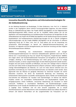 Innovative Baustoffe, Bausysteme und Informationstechnologien f&uuml;r