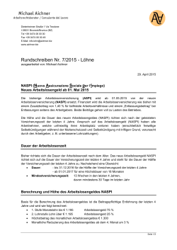NASPI - Neues Arbeitslosengeld ab 01. Mai 2015