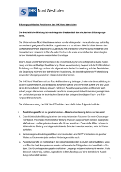 Bildungspolitische Positionen der IHK Nord Westfalen Die