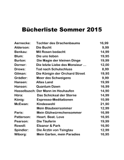 Bücherliste Sommer 2015 - Buecher Janning Altenberge
