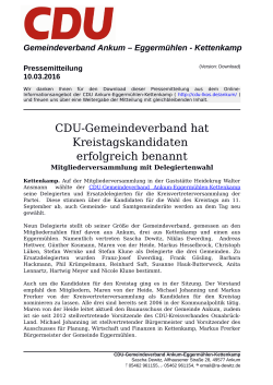 CDU-Gemeindeverband hat Kreistagskandidaten erfolgreich benannt
