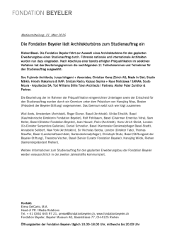 Die Fondation Beyeler lädt Architekturbüros zum Studienauftrag ein