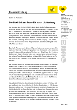 Pressemitteilung: Die BVG lädt zur Tram