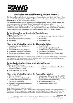 Grüne Tonne bzw. Wertstofftonne