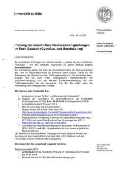 Informationen - Institut f&uuml;r deutsche Sprache und Literatur I