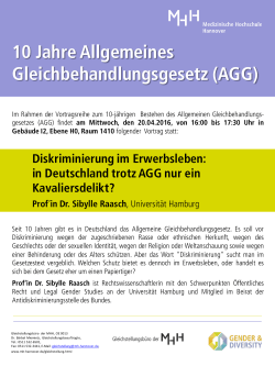 10 Jahre Allgemeines Gleichbehandlungsgesetz (AGG)