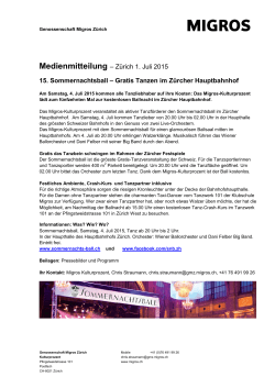 Medienmitteilung – Zürich 1. Juli 2015 15. Sommernachtsball