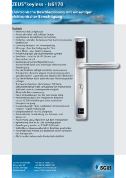 ZEUS&reg;keyless - Is6170 - ISGUS