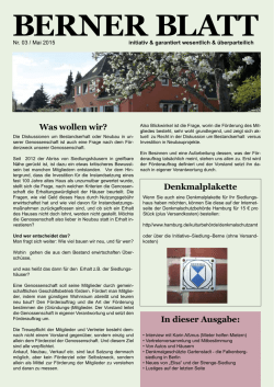 Berner Blatt Nr 1 - initiative-siedlung