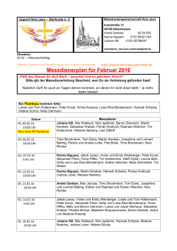 Messdienerplan für Februar 2016 - Jugend