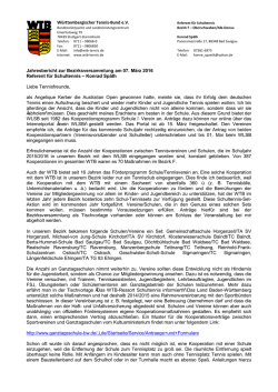 Jahresbericht Bezirksreferent f&uuml;r Schultennis, Konrad Sp&auml;th