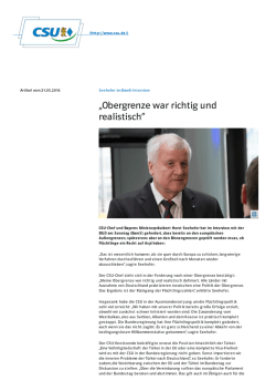 Seehofer im BamS-Interview