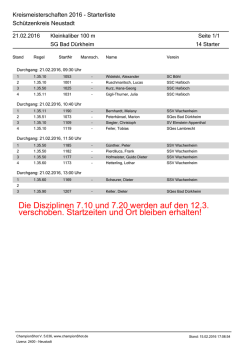 Die Disziplinen 7.10 und 7.20 werden auf den 12.3. verschoben