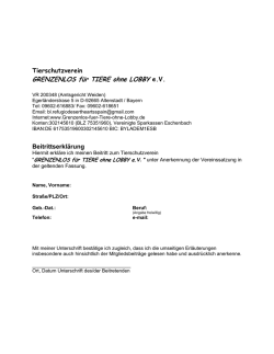 GRENZENLOS f&uuml;r TIERE ohne LOBBY