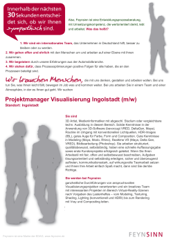 Projektmanager Visualisierung Ingolstadt (m/w)