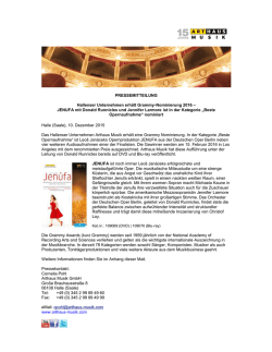 JENUFA mit Donald Runnicles und Jennifer Larmore ist