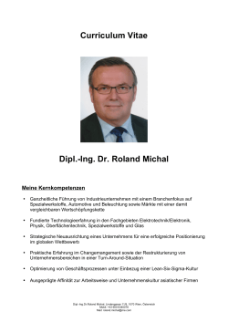 Curriculum Vitae Dipl.-Ing. Dr. Roland Michal
