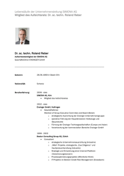 Dr. sc. techn. Roland Reber Dr. sc. techn. Roland Reb