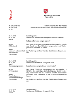 Pressevorschau 4. KW 2016 - Amtsgericht Osnabrück
