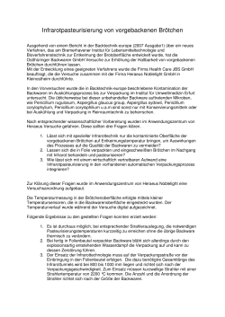 Infrarotpasteurisierung von vorgebackenen Br&ouml;tchen