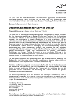 Dozentin/Dozenten f&uuml;r Service Design