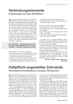 Haftpflicht angestellter Zahn&auml;rzte Verbindungselemente