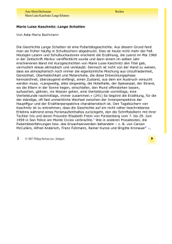 Interpretation. Marie Luise Kaschnitz: "Lange Schatten"