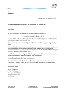 Einladung Besuchstag 15. Oktober 2015 - Schule Oberwil