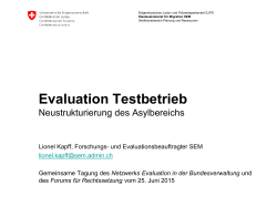 Lionel Kapff: Evaluation Testbetrieb: Neustrukturierung des