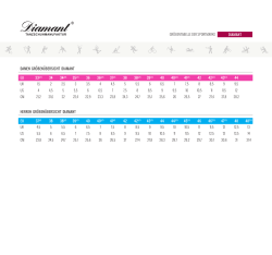 GR&Ouml;&szlig;ENTABELLE DER SPORTMARKE DIAMANT HERREN