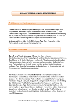 Herausforderungen - Internationale Schulpartnerschaften
