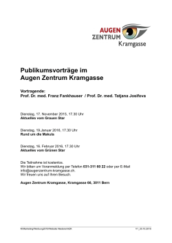 Publikumsvorträge im Augen Zentrum Kramgasse