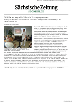 Einblicke ins Augen-Medizinische Versorgungszentrum