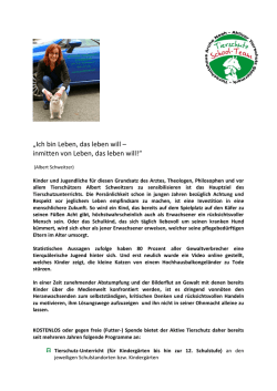 Ich bin Leben, das leben will &ndash; inmitten von Leben
