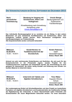 DIE VERANSTALTUNGEN IM DETAIL SEPTEMBER BIS