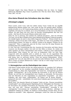 Eine kleine Rhetorik des Schreibens &uuml;ber das Altern (F&uuml;r K&auml;rnten)