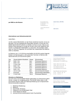 Informationen zum Schwimmunterricht Liebe